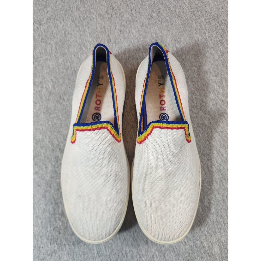 Rothy's The Sneaker Women Size‎ 10 White Rainbow Washable Slip On Flat